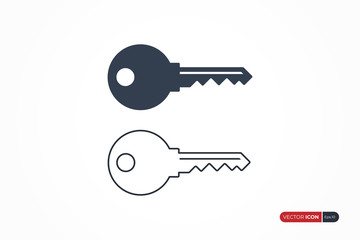 Key Icon Vector isolated on white background. Flat Vector Icon Design Template Element