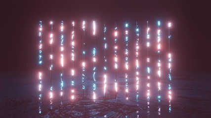 Neon background. Violet and blue neon background appears and disappears. Bright live neon background.