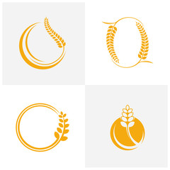 Set of Agriculture Wheat logo template vector, Luxury Wheat Logo Concept, Icon Symbol