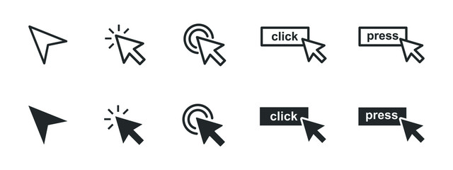 set of computer mouse click cursor icons