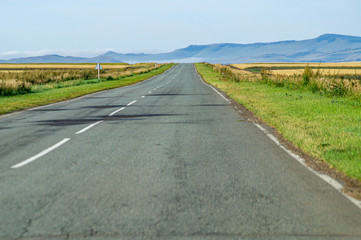 road to the mountains in summer