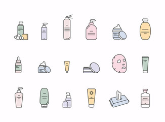 Make-up and cosmetic line icon set. Vector  illustration.