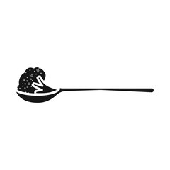 Isolated object of broccoli and spoon icon. Set of broccoli and dinner stock symbol for web.