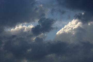 sunlight through cloud on dramatic sky background