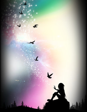 When magic happens cartoon girl in the real world silhouette art photo manipulation