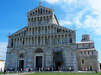 Fototapeta premium View of the Pisa Cathedral (Duomo di Pisa) in Pisa, Italy. It is located in Miracoli Square (Piazza dei Miracoli).