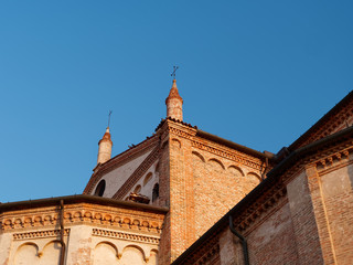 Fototapeta premium MONTANYANA, ITALY - AUGUST 26, 2019: Cathedral against the sky.