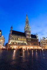 Fototapeta na wymiar Grand Place in Brussels at night, Belgium