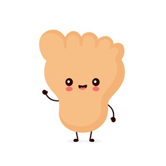 Cute smiling happy human leg foot. 