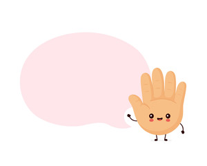 Cute smiling happy human hand with speech bubble