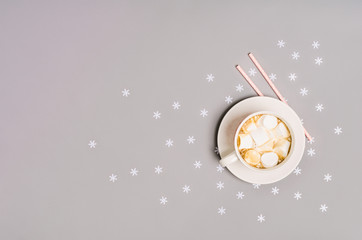 Winter and chrimstas holiday background. Xmas background top view.