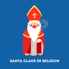 Cute funny Santa Claus wearing national costume of Belgium