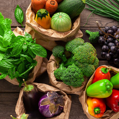 Fresh vegetables for healthy nutrition in zero waste packages