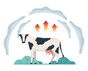 Vector illustration of a cow as a natural sources of pollution.