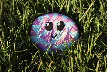 Happy Stone in the grass