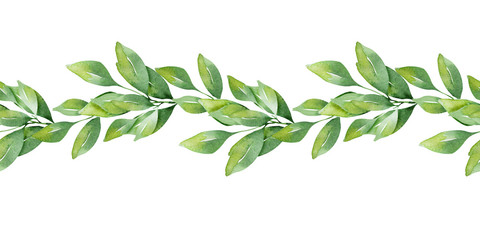 Watercolor borders Pattern with cute hearts and delicate flowers