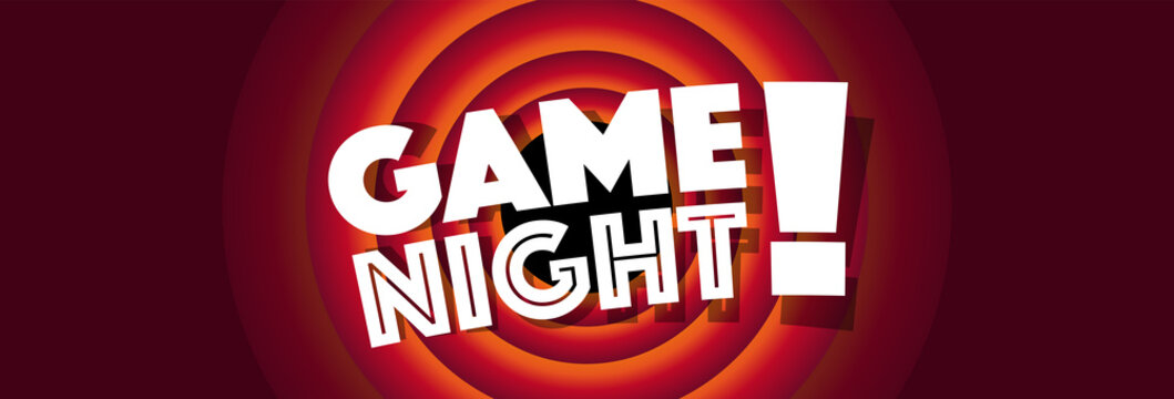 Game Night On Red Cartoon Background