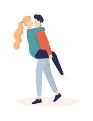Vector illustration of cute romantic couple