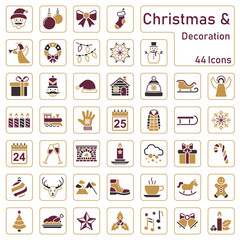 Christmas decorations icons (editable vectors)