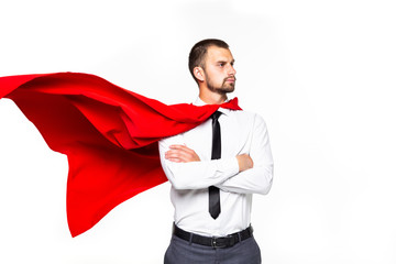 Super hero businessman isolated on white background
