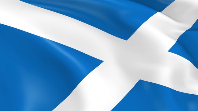 Photo realistic slow motion 4KHD flag of the Scotland waving in the wind.  Seamless loop animation with highly detailed fabric texture in 4K resolution.