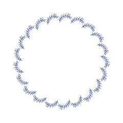 Decorative wreath of leafs. Cute doodle wreath isolated on white background.