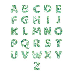 Watercolor cute alphabet. Christmas design font for greeting card, banner, template.