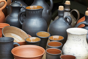 Fototapeta na wymiar Close-up of pottery training production.