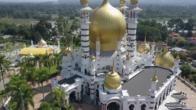 Aerial view of a public mosque located in Kuala Kangsar Perak, known as Masjid Ubudiah.