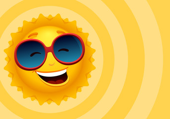 vector cartoon happy sun character with background. To see the other vector sun illustrations , please check Sun collection.