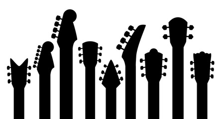 Guitar neck silhouette set. To see the other vector guitar illustrations , please check Guitars collection.