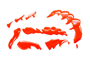 splashes of red paint on a white background