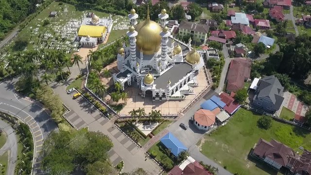 Aerial view of a public mosque located in Kuala Kangsar Perak, known as Masjid Ubudiah.