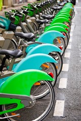 Green electric bicycles for rent