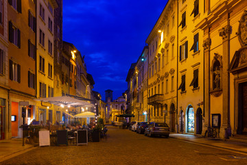 Trento street in evening