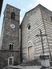 The church dedicated to Saint Regolo in the center of the town of Vagli Sotto , Tuscany , Italy