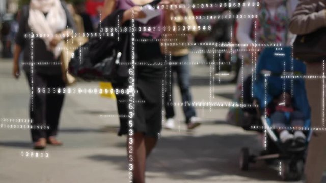 Data from people.  A matrix of data coming from pedestrians walking on a sunny pavement.