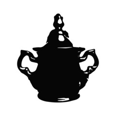 sugar bowl vintage porcelain silhouette isolated vector