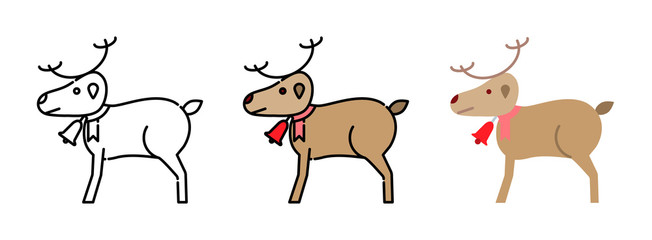 Reindeer icon set  isolated on white background for web design