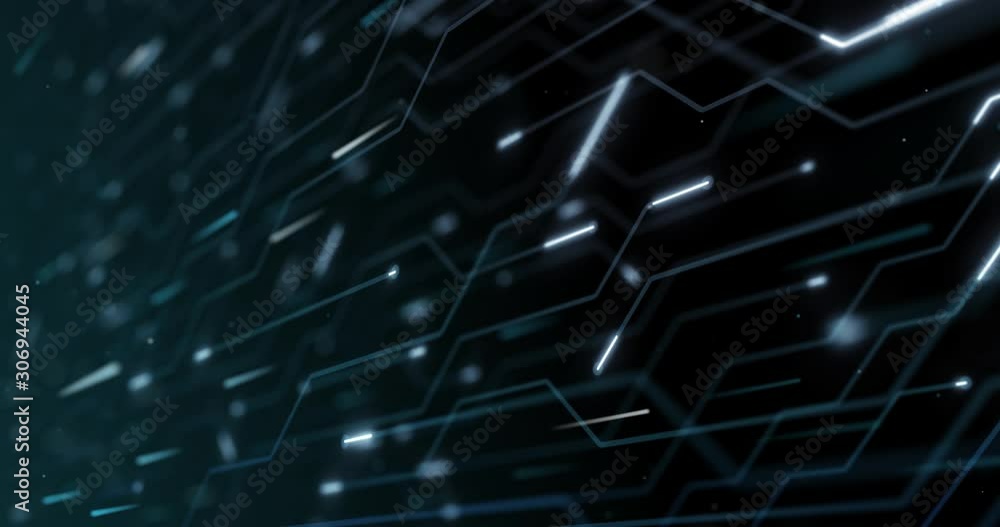Aufkleber 4k high technology seamless loop of the futuristic circuit board. electrical signals flowing in elec