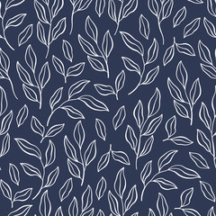 Pattern Flower navy yellow Leaf plant