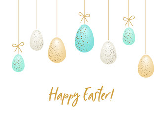 Cute luxury Easter background with dotted eggs