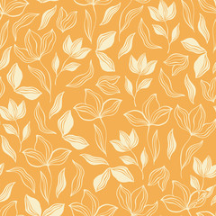Pattern Flower navy yellow Leaf plant