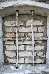 Das Fenster eines ehemaligen Gefängnis, Arrestzelle einer Sowjetischen Garnison