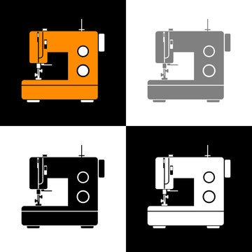 Sewing machine icon set, vector illustration