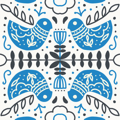 Tile Scandi Scandinavian ornament leaf winter plant