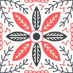 Tile Scandi Scandinavian ornament leaf winter plant