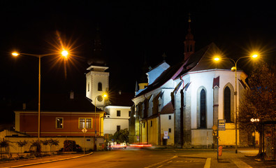 Evening view of the streets of city Mlada-Boleslav