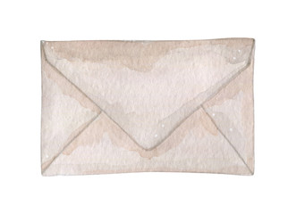 Watercolor illustration of envelope with love letter inside