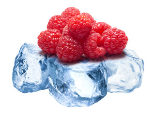 Frozen raspberries isolated